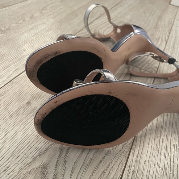 New Stuart Weitzman Cylinder Sandal Ice Blue Specchio Leather Size 9 - Picture 4 of 6